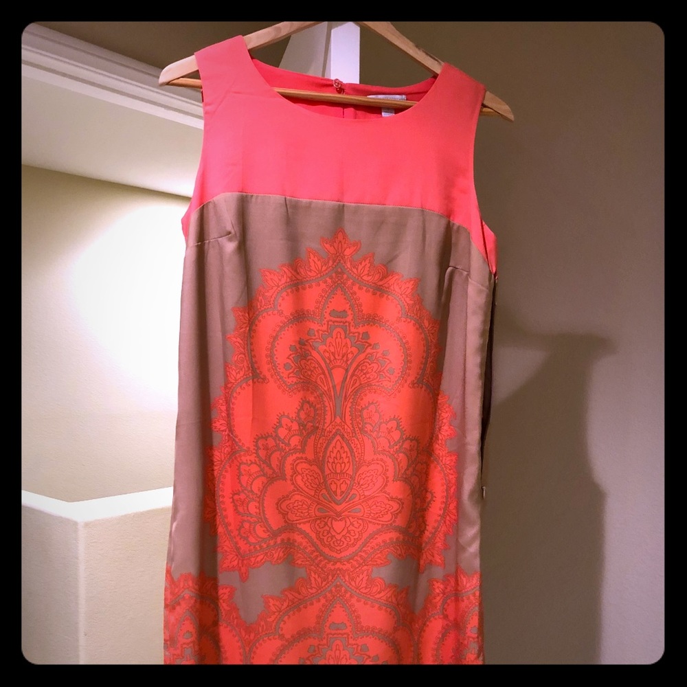 Tan and Coral Party Dress